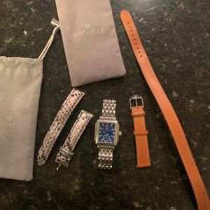 Michele blue face diamond watch